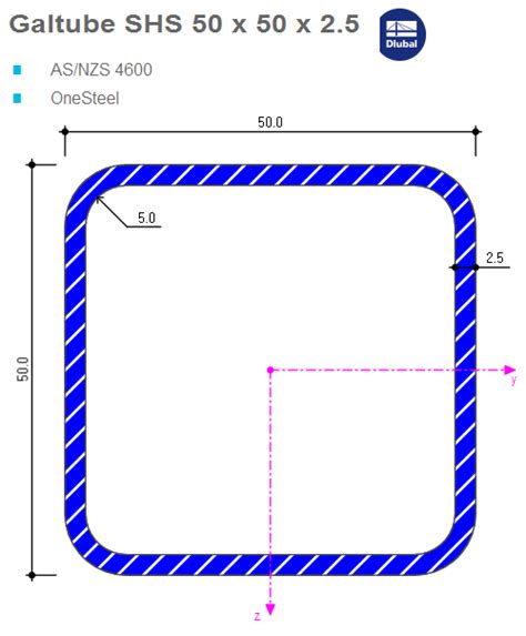 50x50 shs dimensions